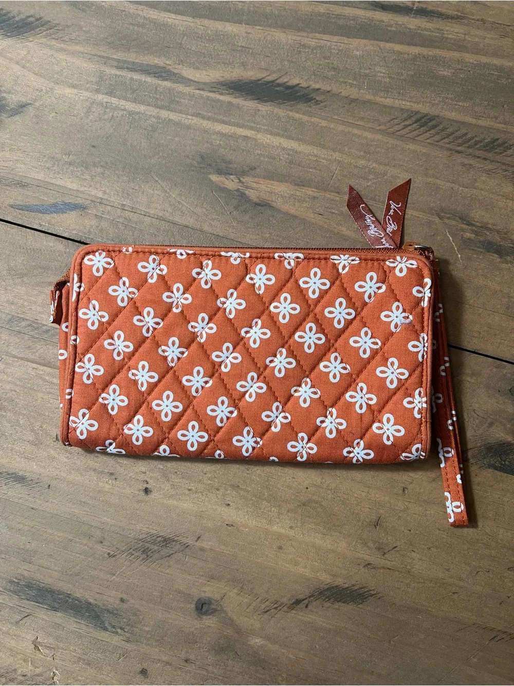 Texas Longhorn Vera Bradley Rust Orange Quilted Wristlet
